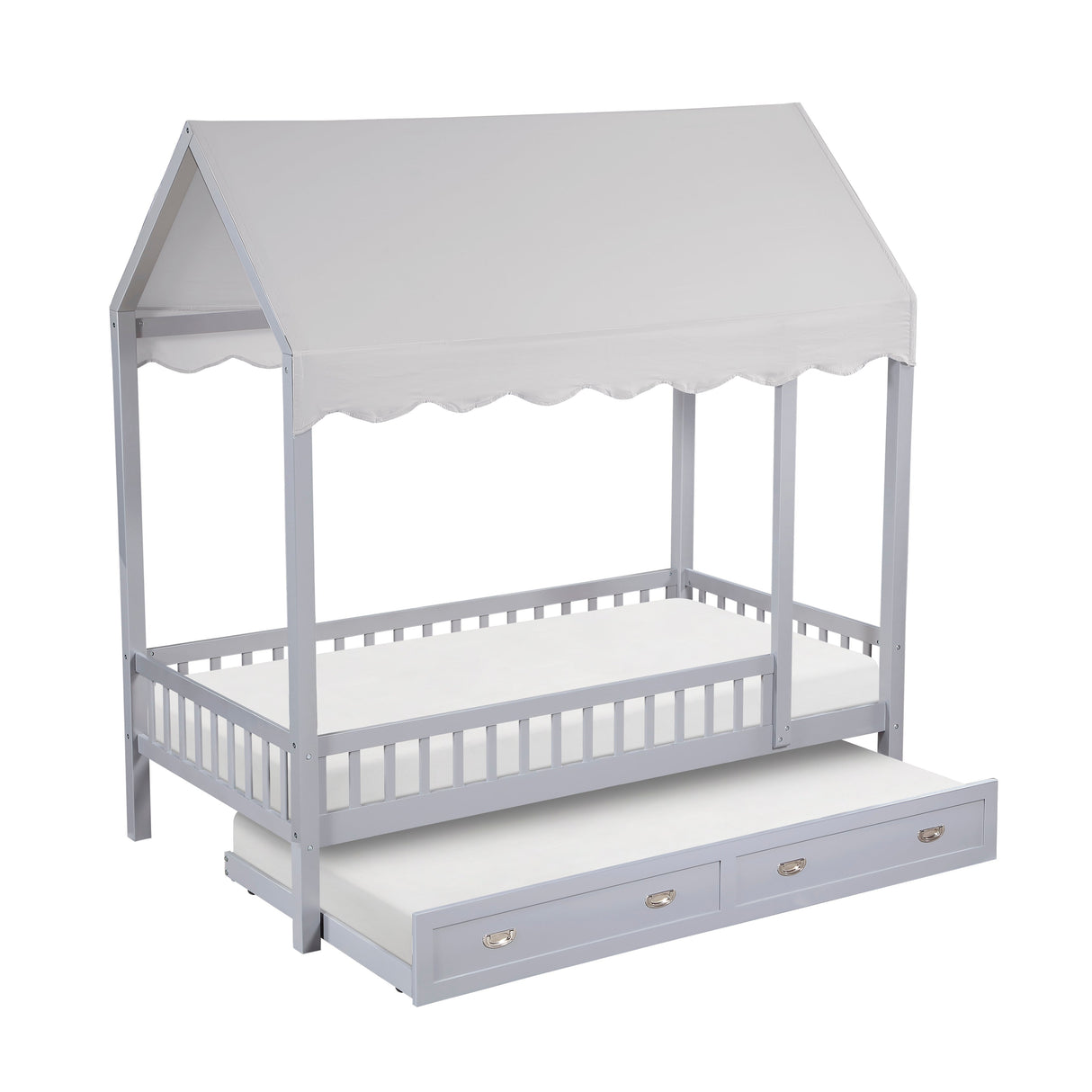 Sloane Gray Twin Canopy Platform Bed by Homelegance at Eve Furniture