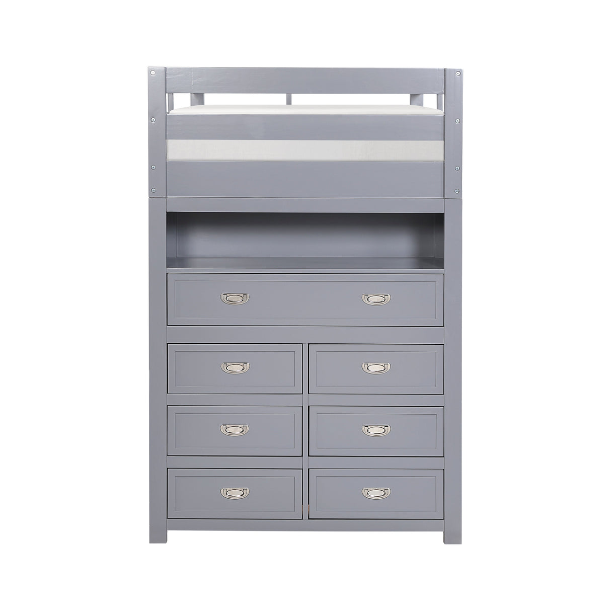 Sloane Gray Twin/Full Loft Bunk Bed with Chest and Hidden Desk by Homelegance at Eve Furniture