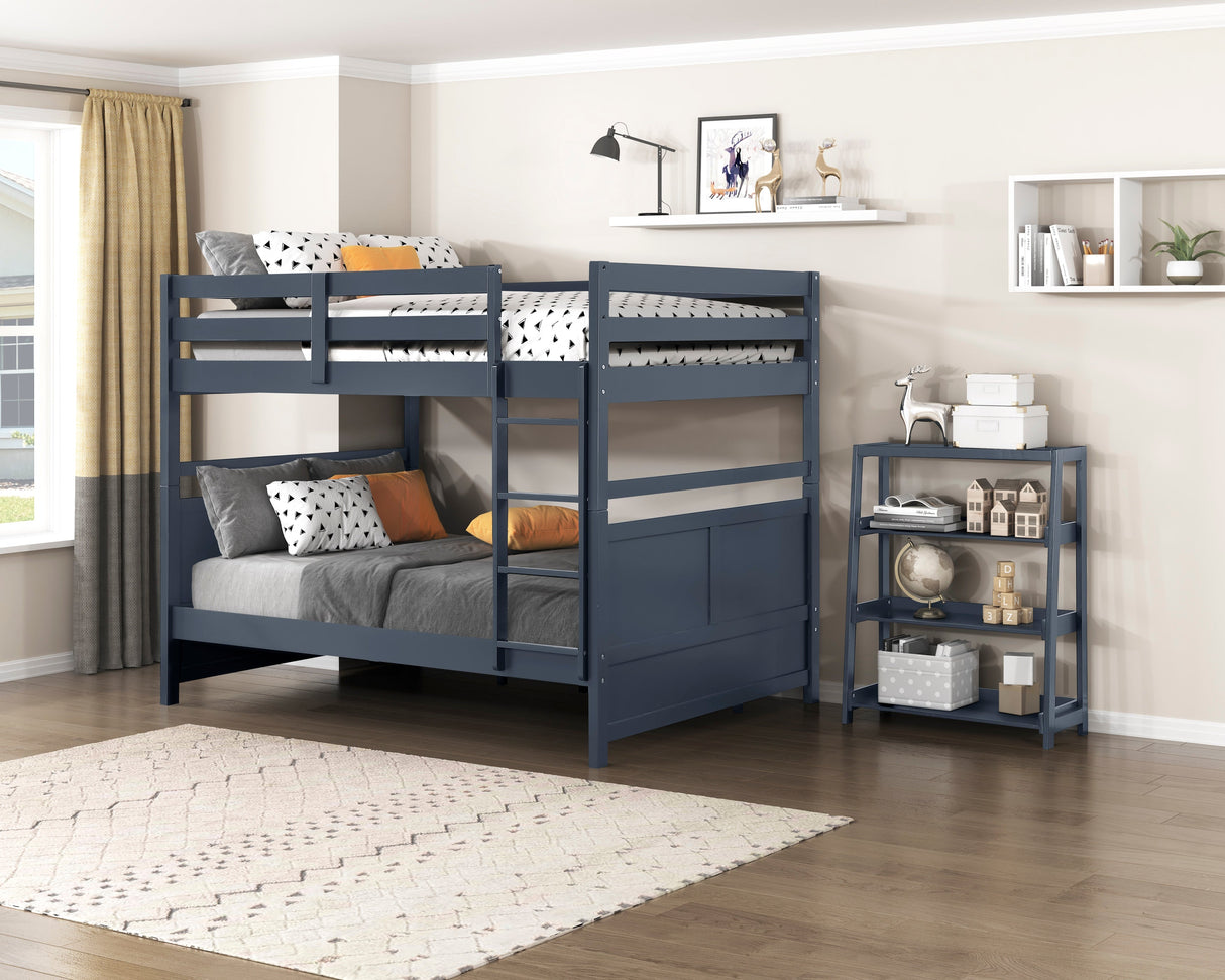 Sloane Navy Blue Bookcase with 3 Fixed Shelves by Homelegance at Eve Furniture