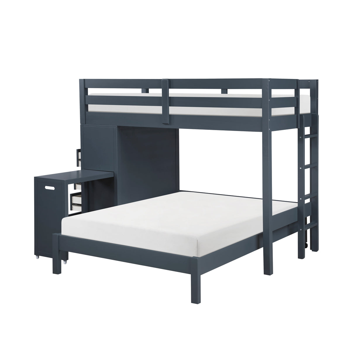 Sloane Navy Blue Twin/Full Loft Bunk Bed with Chest and Hidden Desk by Homelegance at Eve Furniture