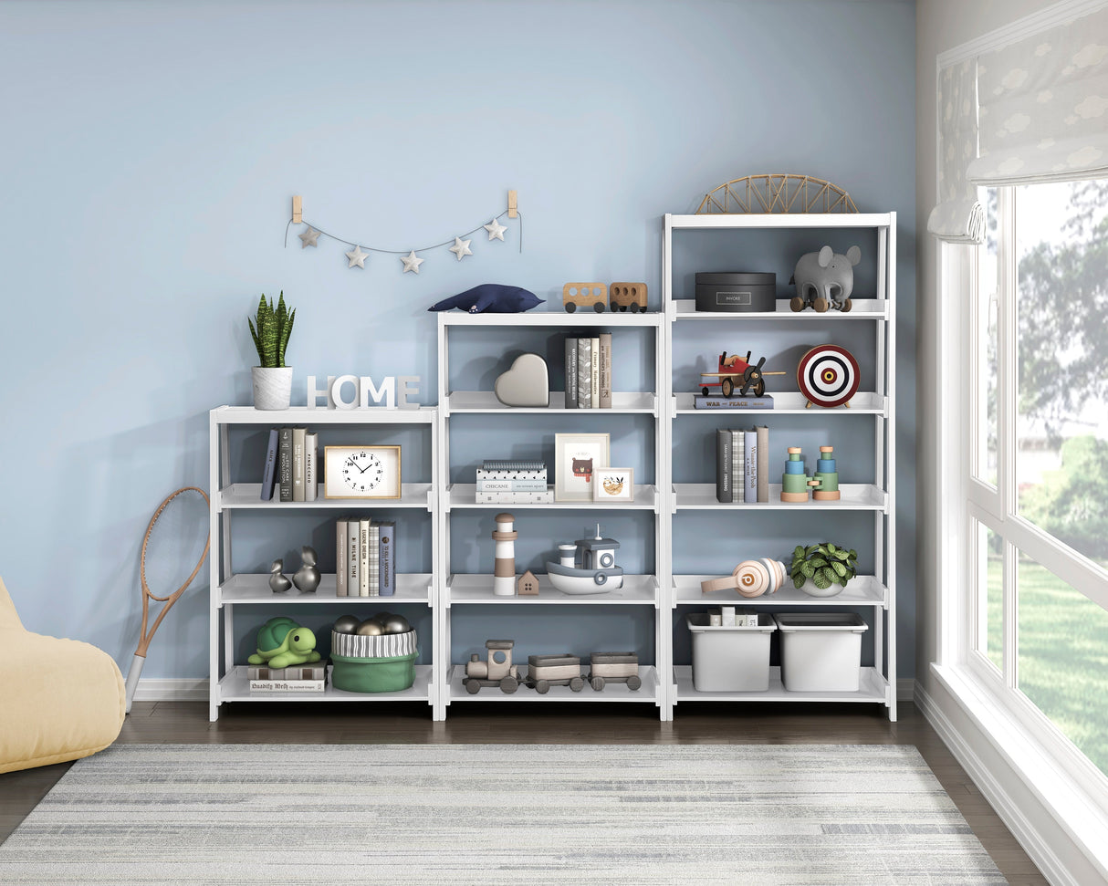 Sloane White Bookcase with 4 Fixed Shelves by Homelegance at Eve Furniture