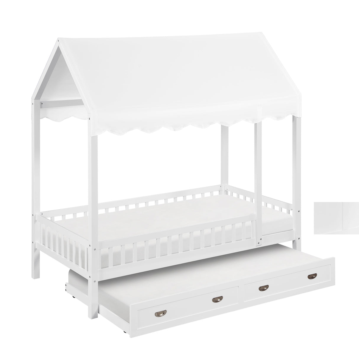 Sloane White Twin Canopy Platform Bed