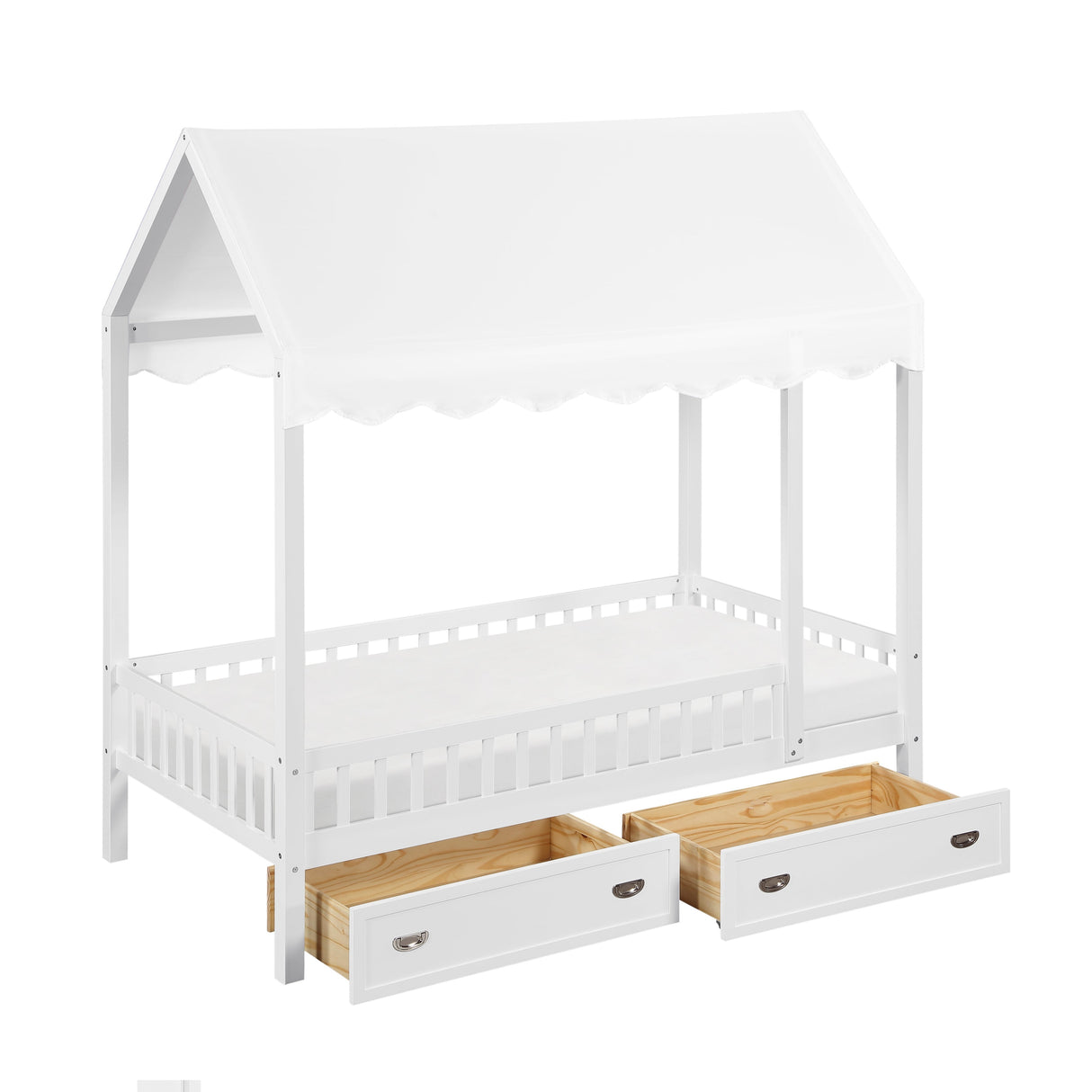 Sloane White Twin Canopy Platform Bed