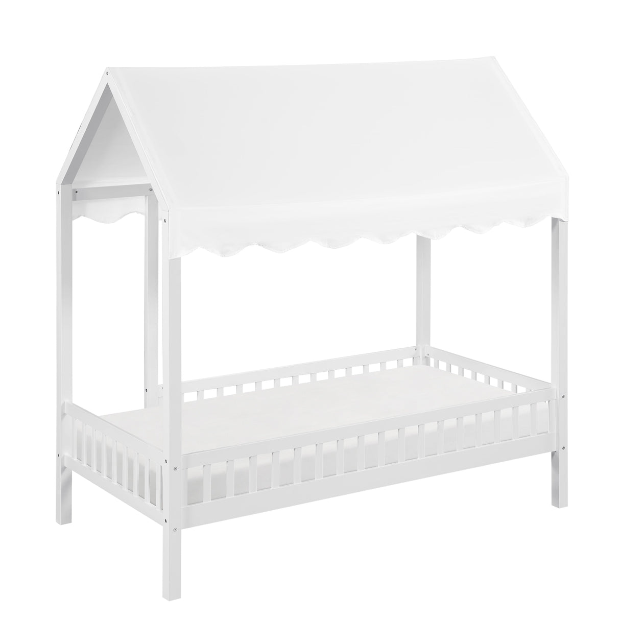 Sloane White Twin Canopy Platform Bed