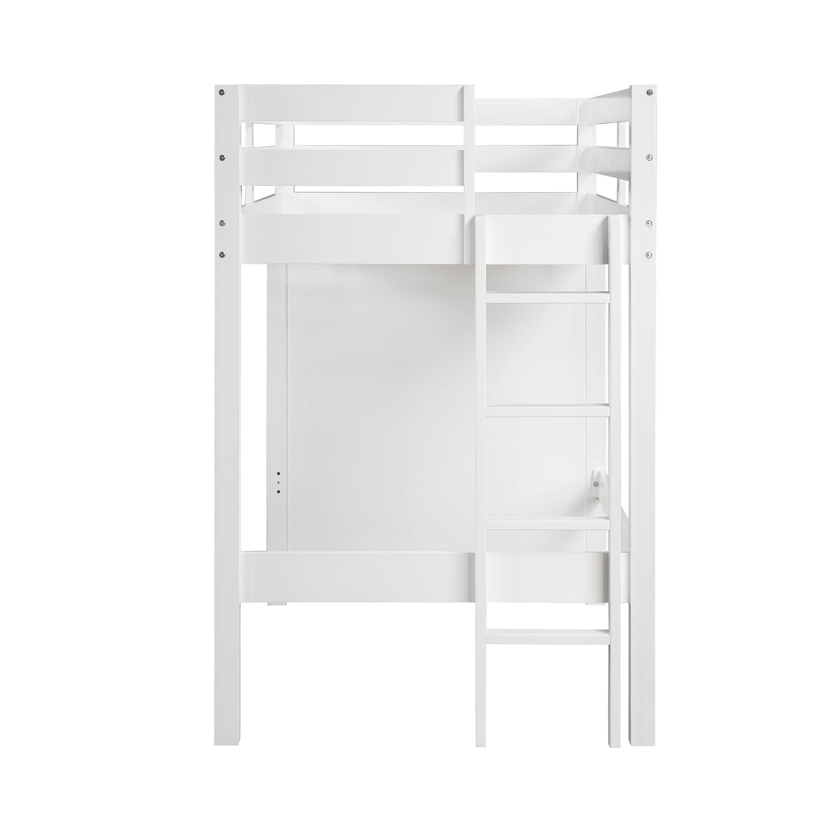 Sloane White Twin/Full Loft Bunk Bed with Chest and Hidden Desk by Homelegance at Eve Furniture