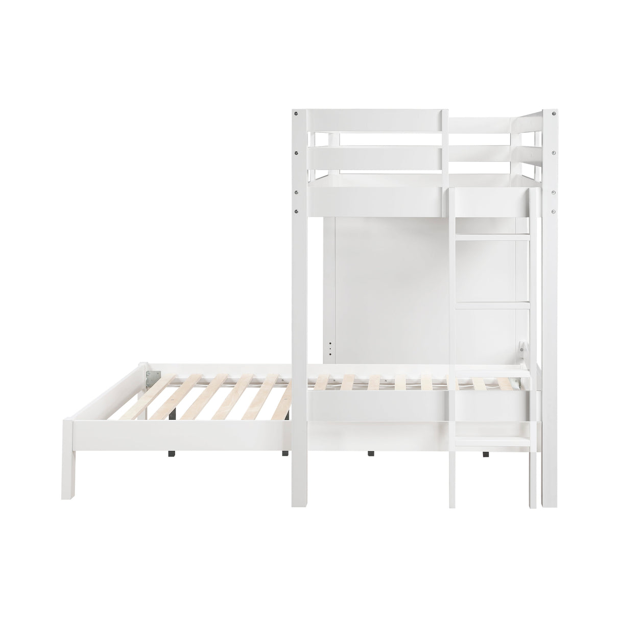 Sloane White Twin/Full Loft Bunk Bed with Chest and Hidden Desk