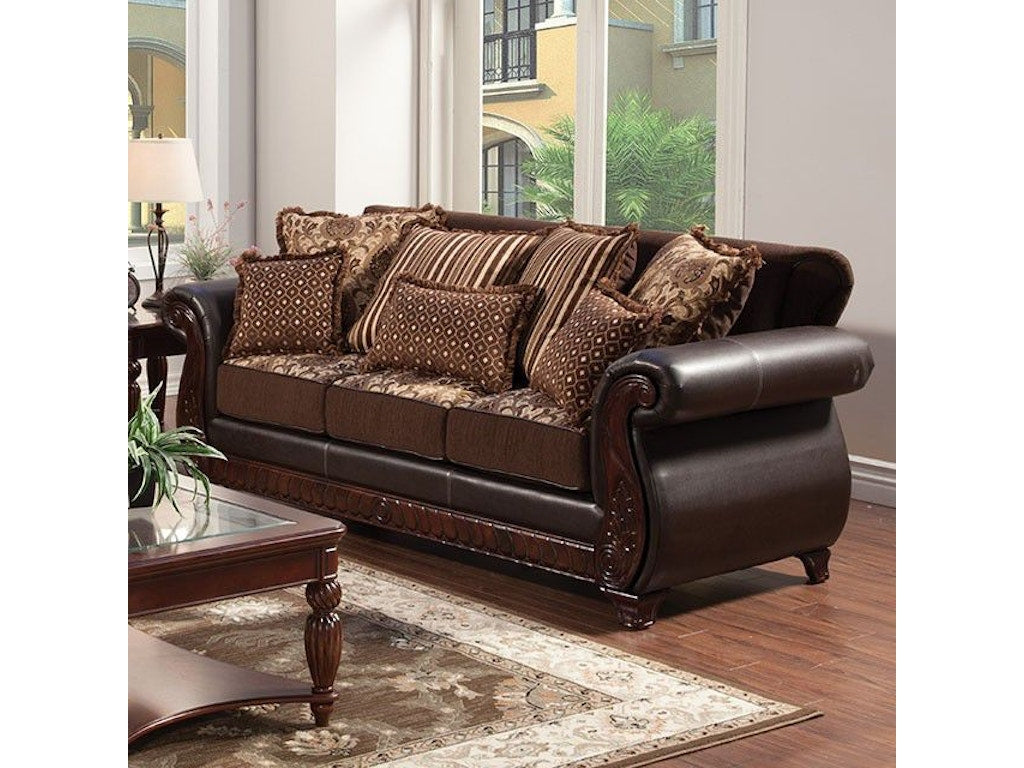 Franklin Dark Brown/Tan Sofa by Furniture of America at Eve Furniture