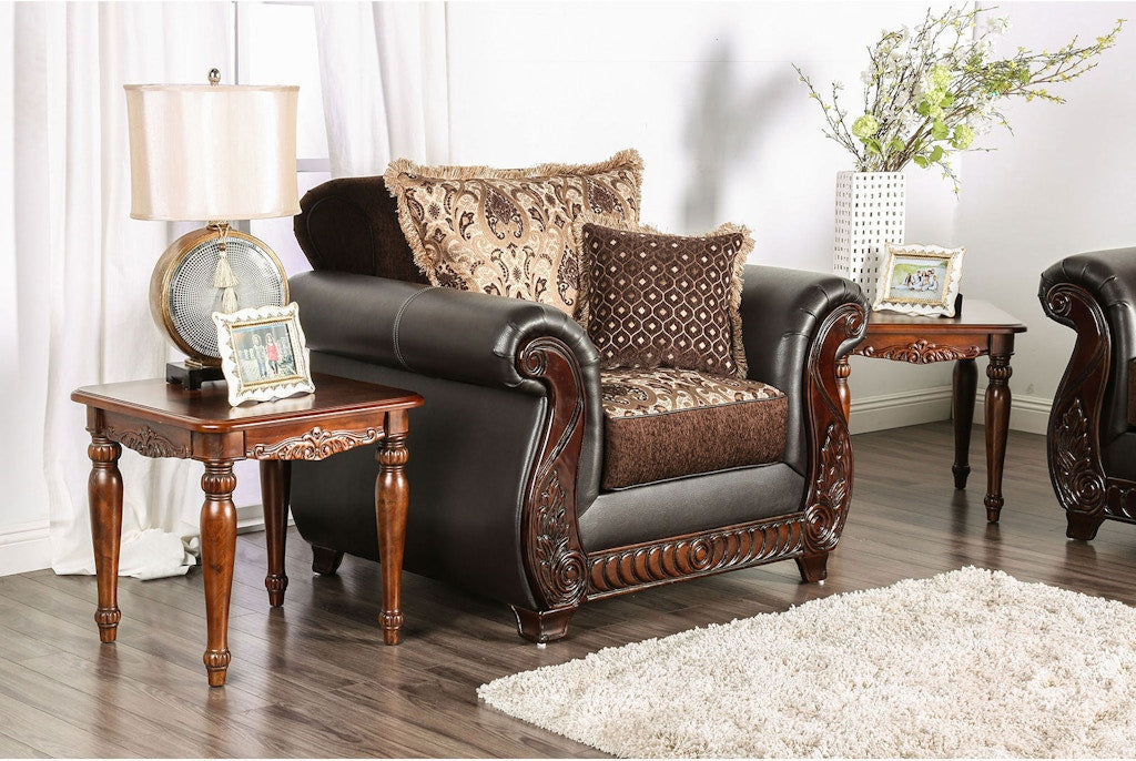 Franklin Dark Brown/Tan Chair by Furniture of America at Eve Furniture