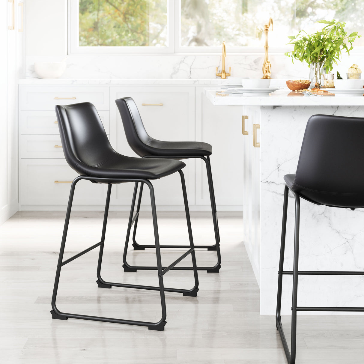Smart Black Counter Stool (Set of 2) by Zuomod at Eve Furniture
