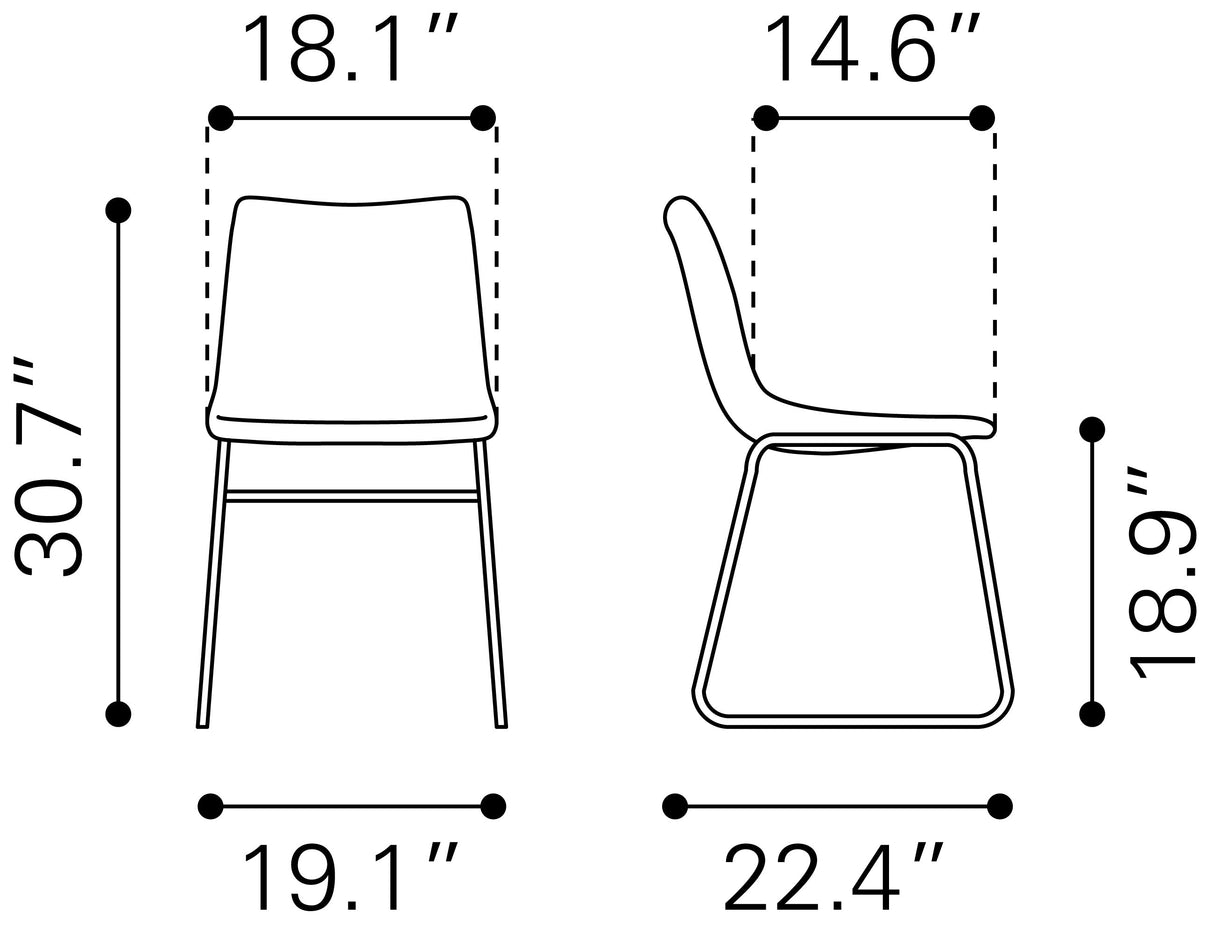 Smart Black Dining Chair (Set of 2) by Zuomod at Eve Furniture