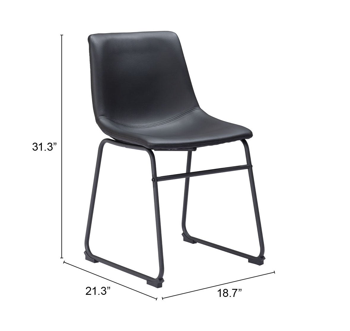 Smart Black Dining Chair (Set of 2) by Zuomod at Eve Furniture