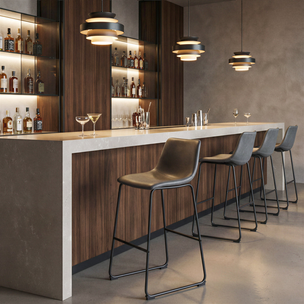 Smart Charcoal Barstool (Set of 2) by Zuomod at Eve Furniture