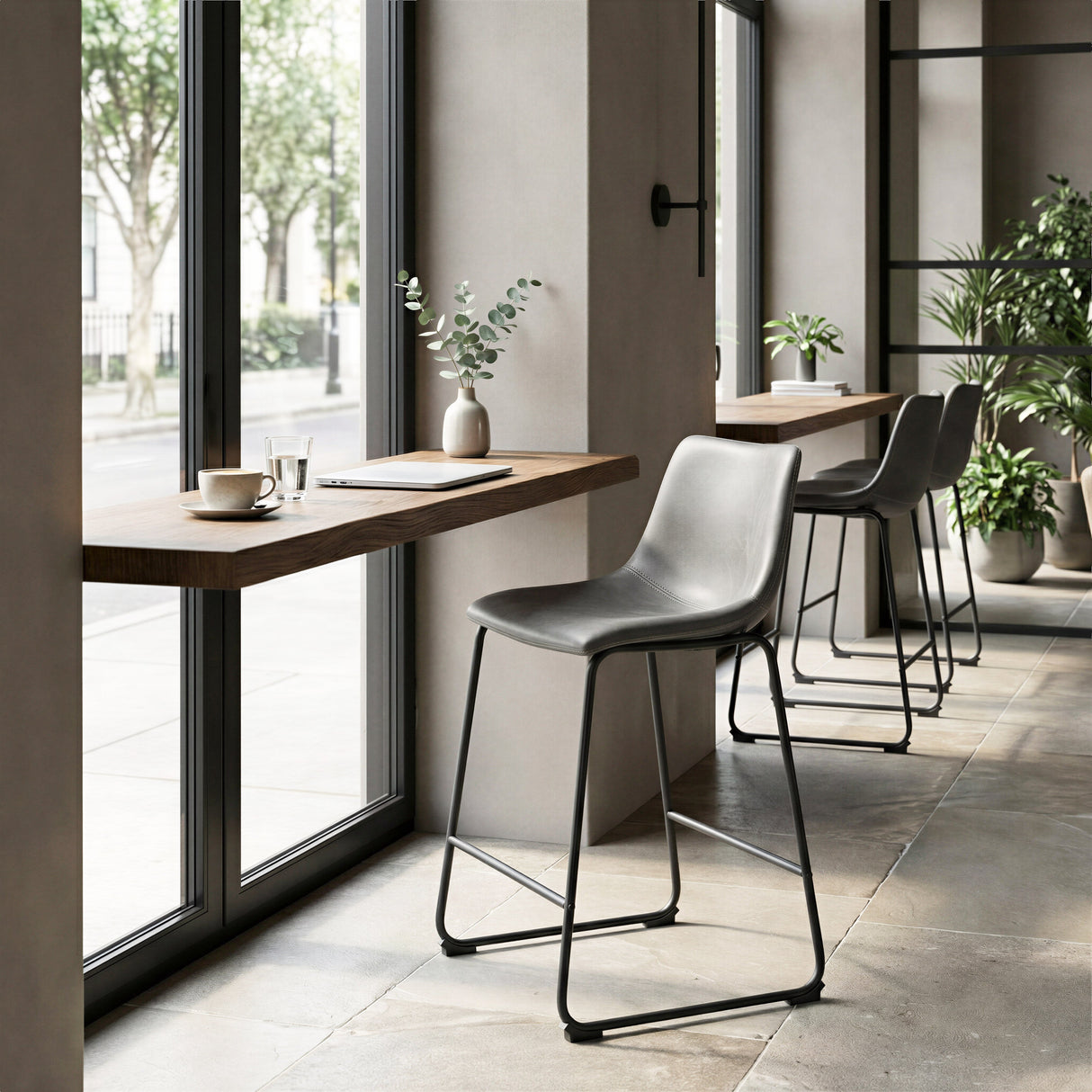 Smart Charcoal Counter Stool (Set of 2) by Zuomod at Eve Furniture