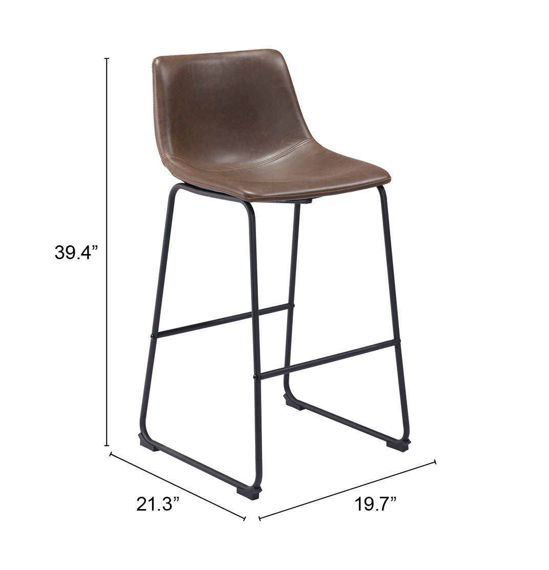 Smart Vintage Espresso Barstool (Set of 2) by Zuomod at Eve Furniture