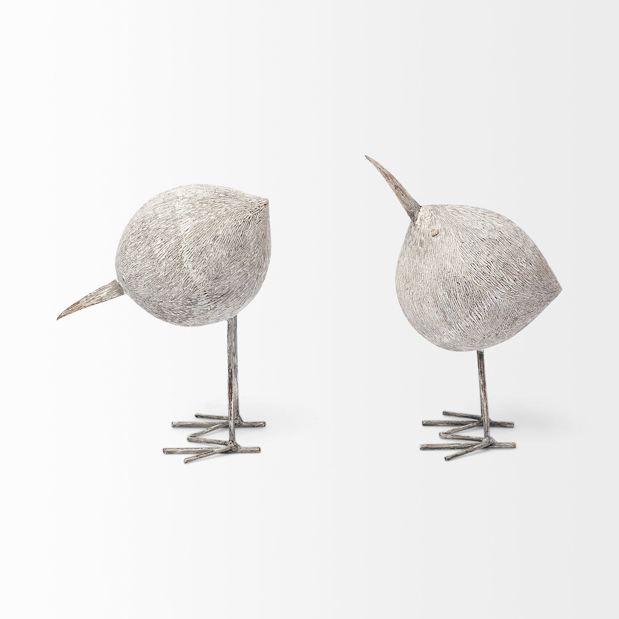 Snipe II 6L x 6W Off-White Resin Bird Ornament W/ Metal Feet by Mercana at Eve Furniture