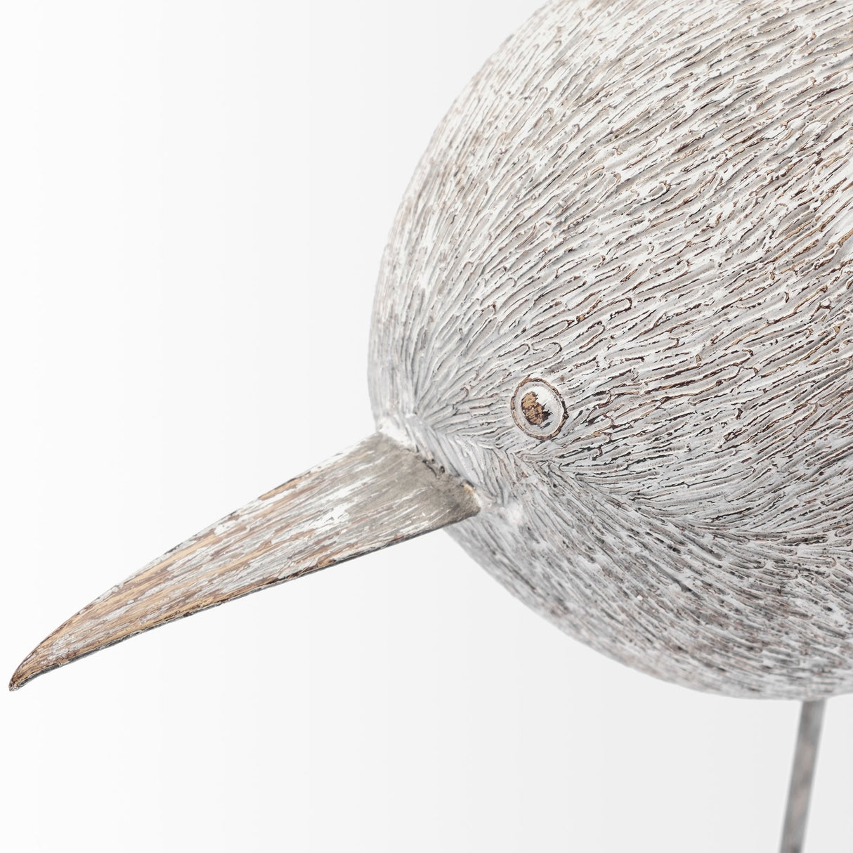 Snipe II 6L x 6W Off-White Resin Bird Ornament W/ Metal Feet by Mercana at Eve Furniture
