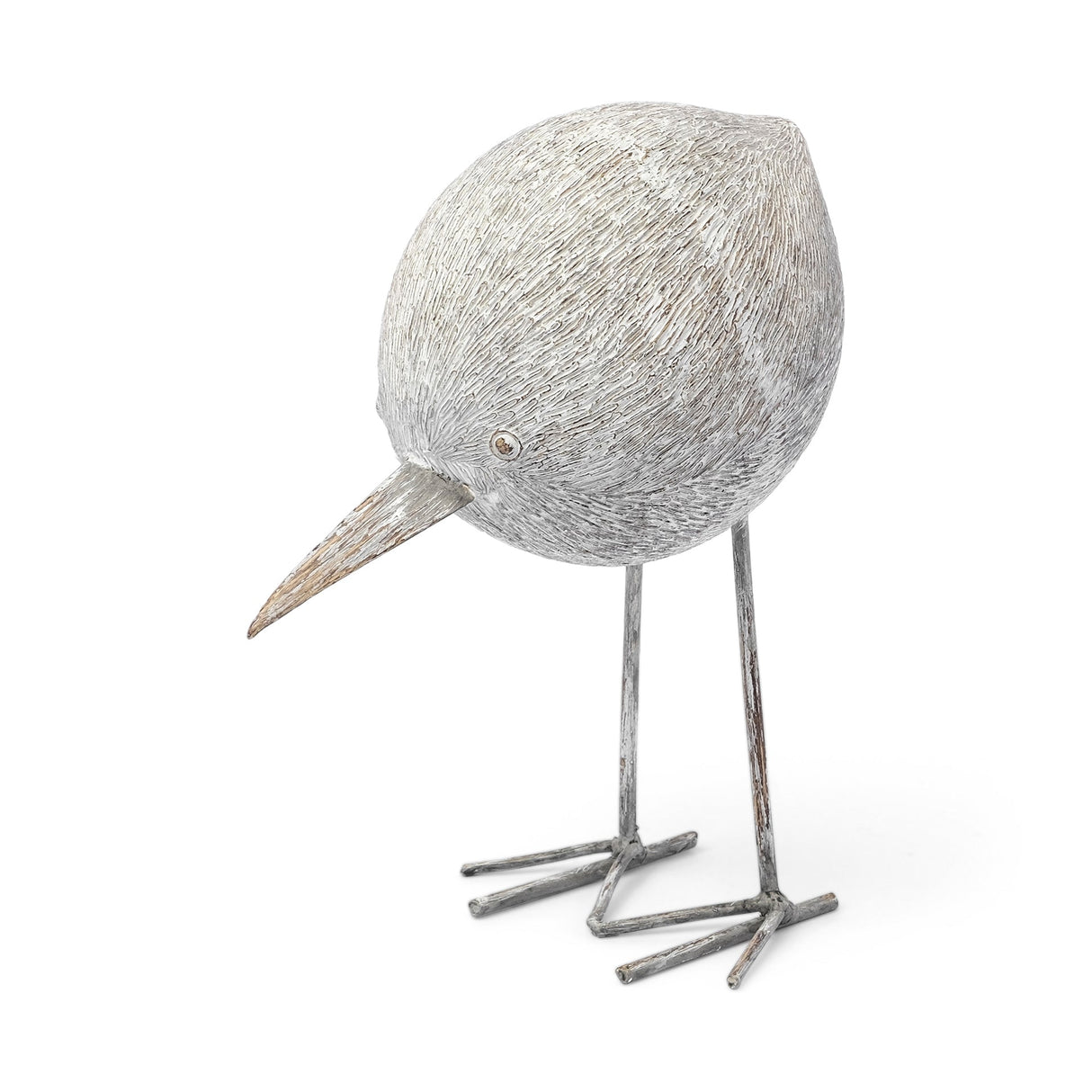 Snipe II 6L x 6W Off-White Resin Bird Ornament W/ Metal Feet by Mercana at Eve Furniture
