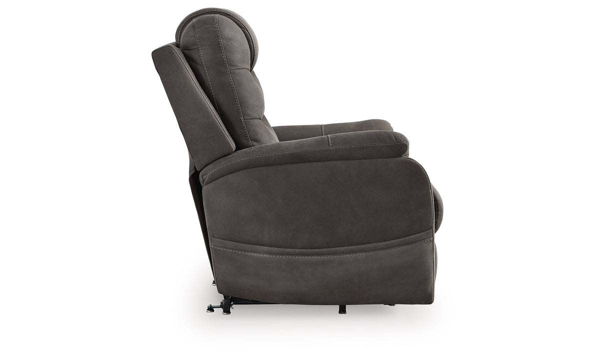 Snowfield Gunmetal Power Lift Recliner by Ashley at Eve Furniture