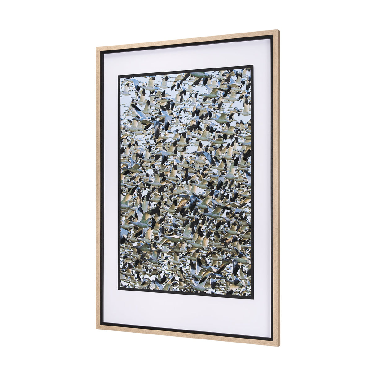 Snowgoose Migration 1 by Gary Blatter Hand Embellished Textured Framed Art Print Matted under Glass by Mercana at Eve Furniture