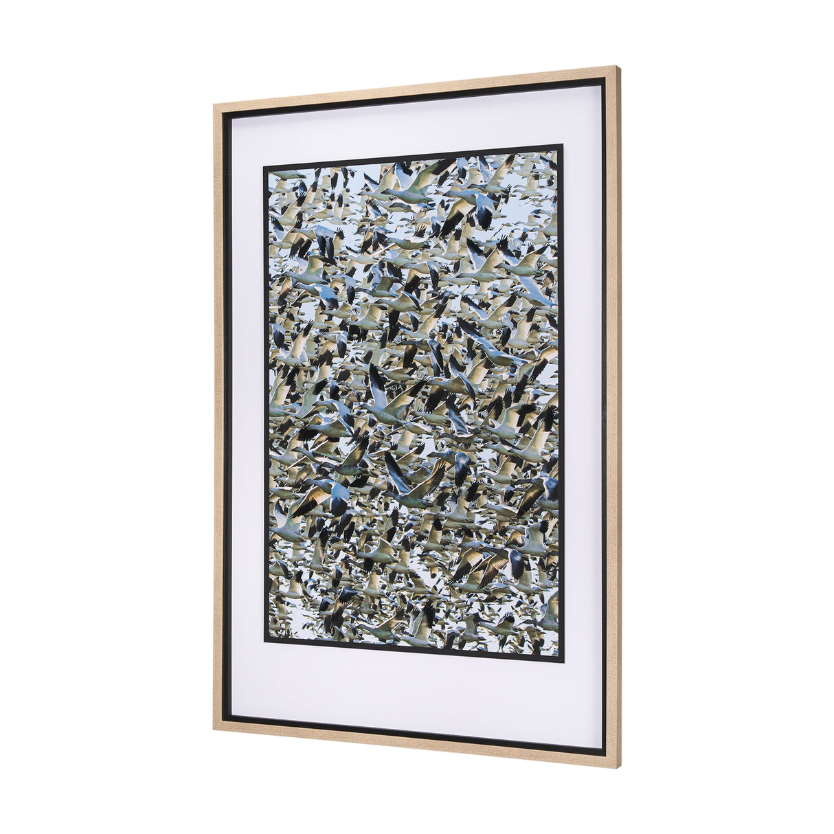 Snowgoose Migration 2 by Gary Blatter Hand Embelished Textured Framed Art Print Matted under Glass by Mercana at Eve Furniture