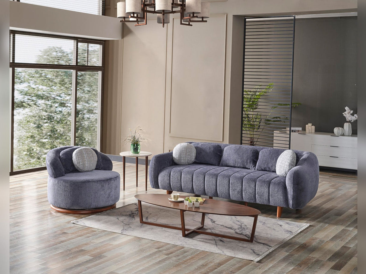 Snowy 3-pieces (Sofa & Loveseat & Swivel Chair) Livingroom Set Anthracite by Furnia at Eve Furniture