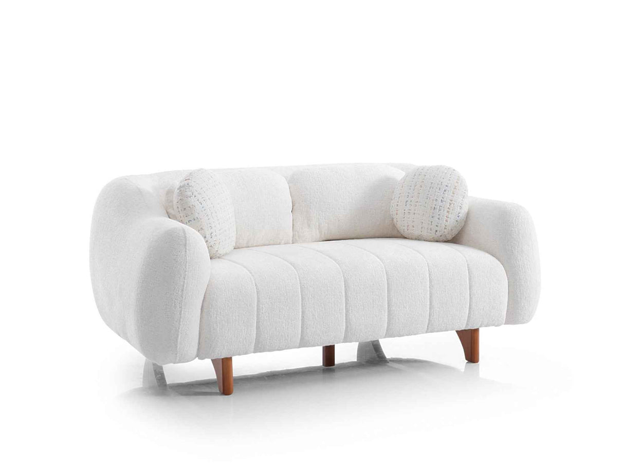 Snowy Cream Stationary Loveseat by Furnia at Eve Furniture