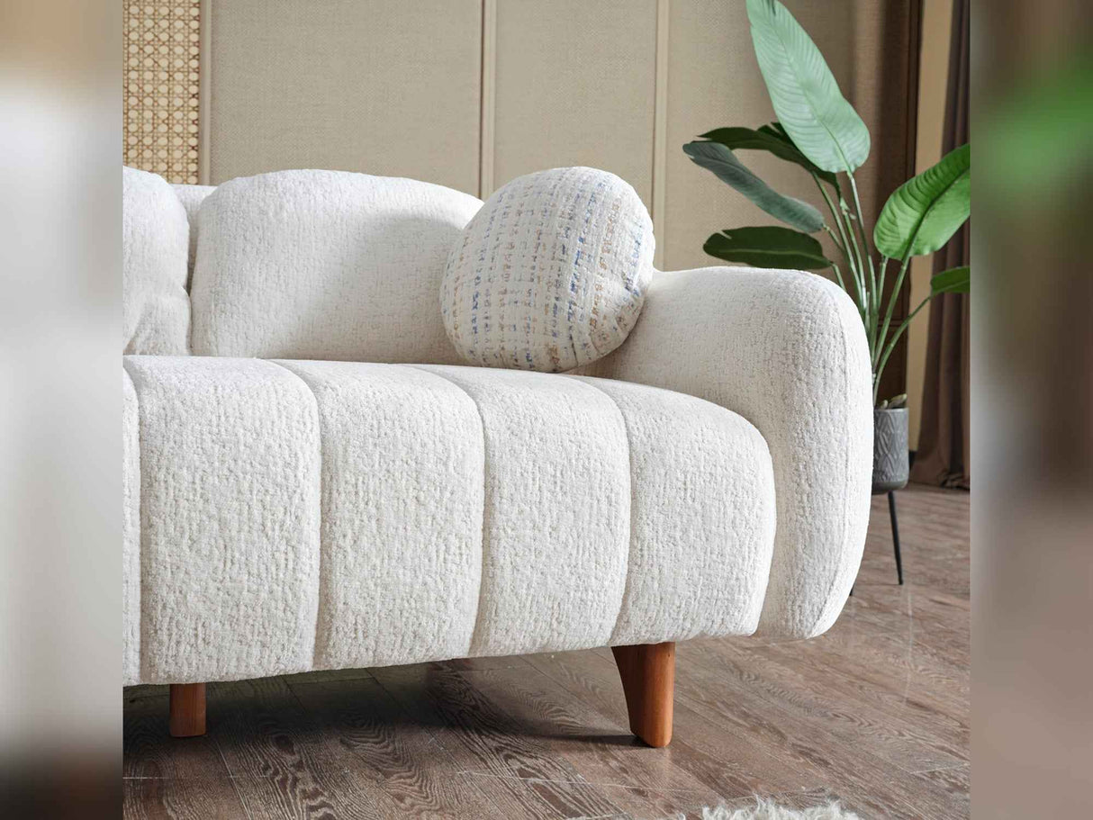Snowy Cream Stationary Sofa by Furnia at Eve Furniture