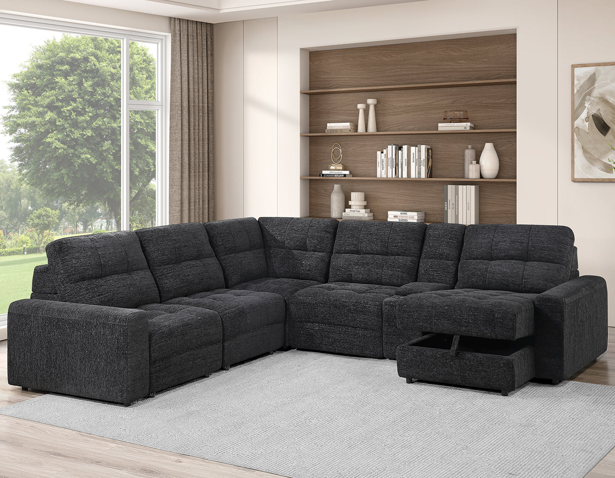 Snyder Black 6-Piece Glider Sectional by Steve Silver at Eve Furniture