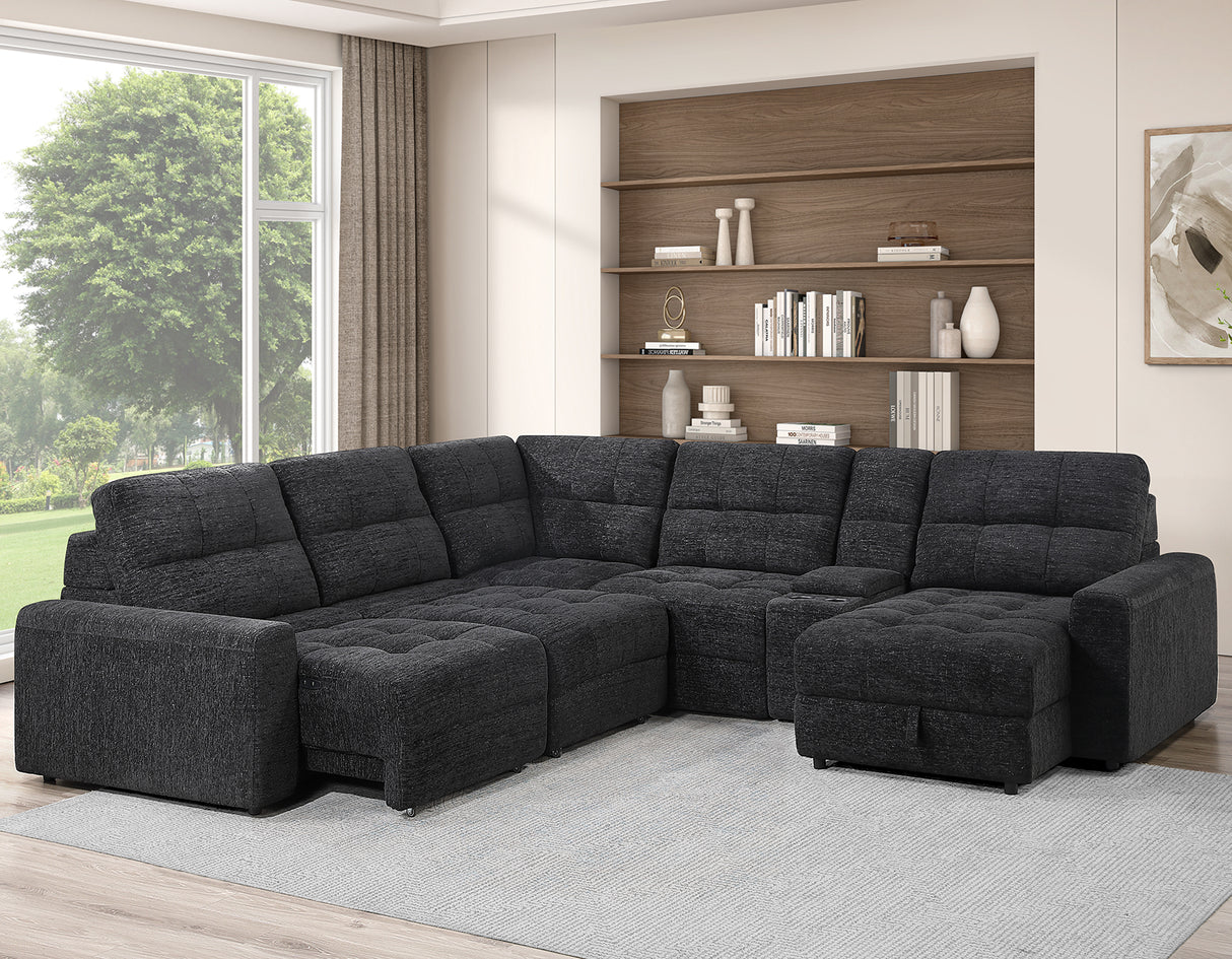 Snyder Black 6-Piece Glider Sectional by Steve Silver at Eve Furniture