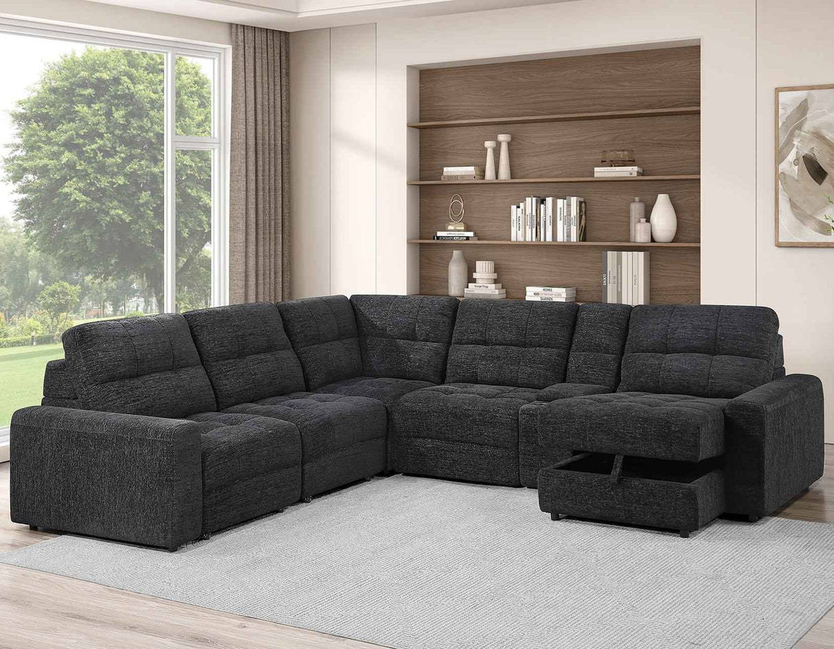Snyder Black 7-Piece Slider Sectional by Steve Silver at Eve Furniture