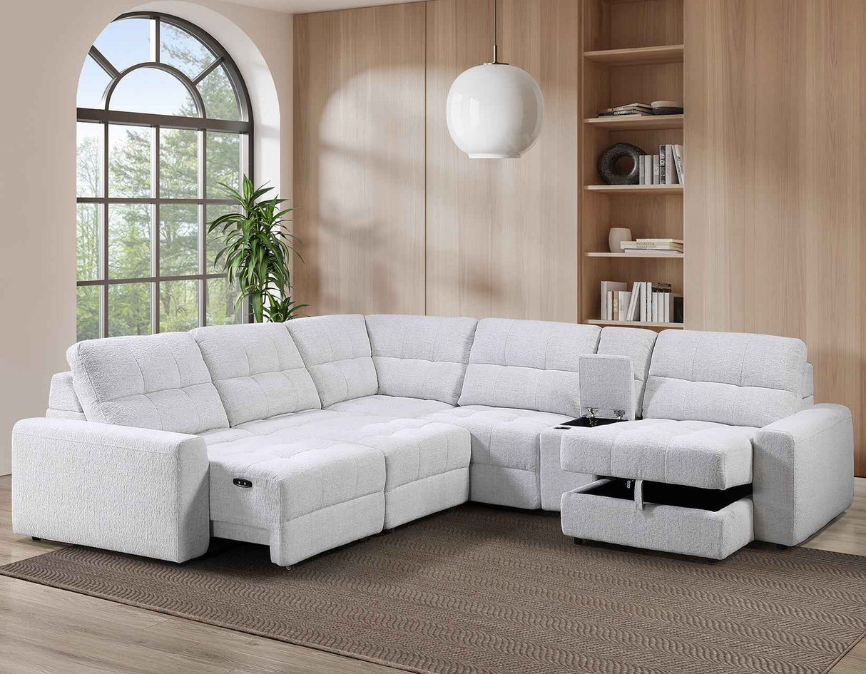 Snyder White 7-Piece Slider Sectional by Steve Silver at Eve Furniture