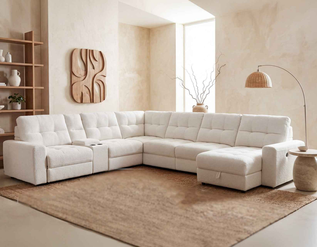Snyder White 7-Piece Slider Sectional by Steve Silver at Eve Furniture