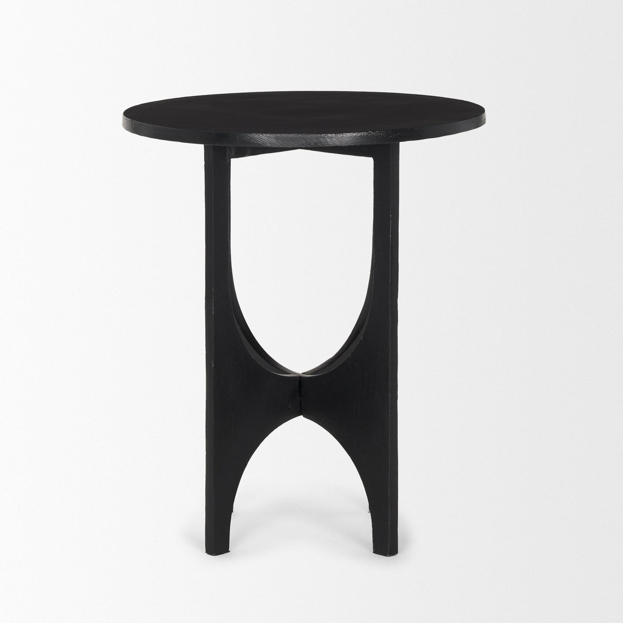 Sobi Textured Matte Black Round Metal Accent Table by Mercana at Eve Furniture