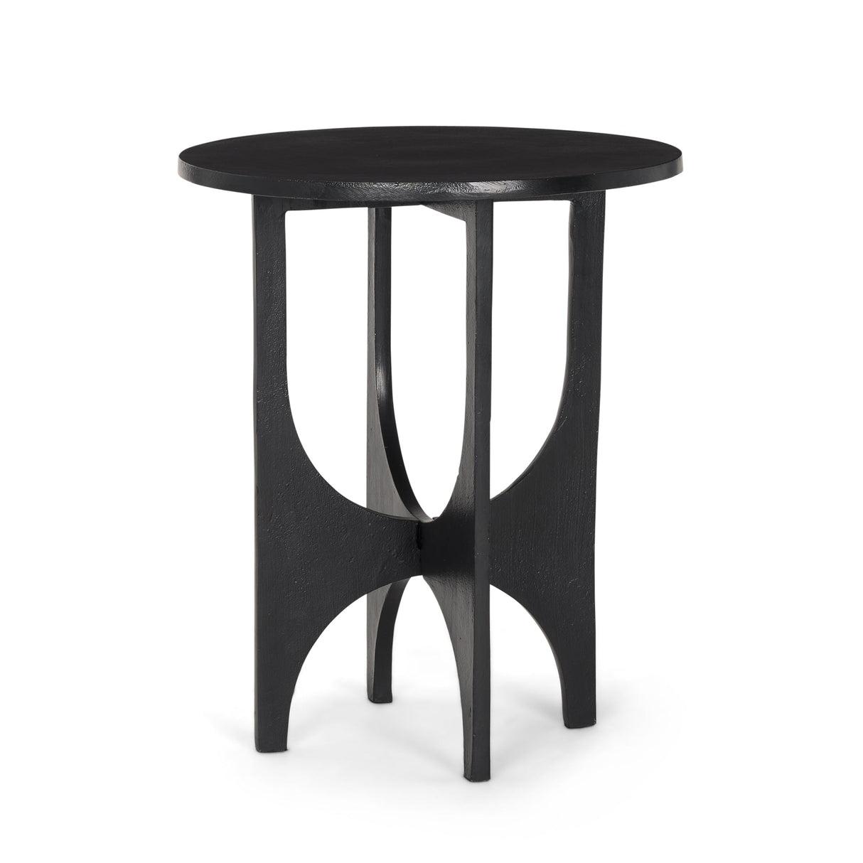 Sobi Textured Matte Black Round Metal Accent Table by Mercana at Eve Furniture
