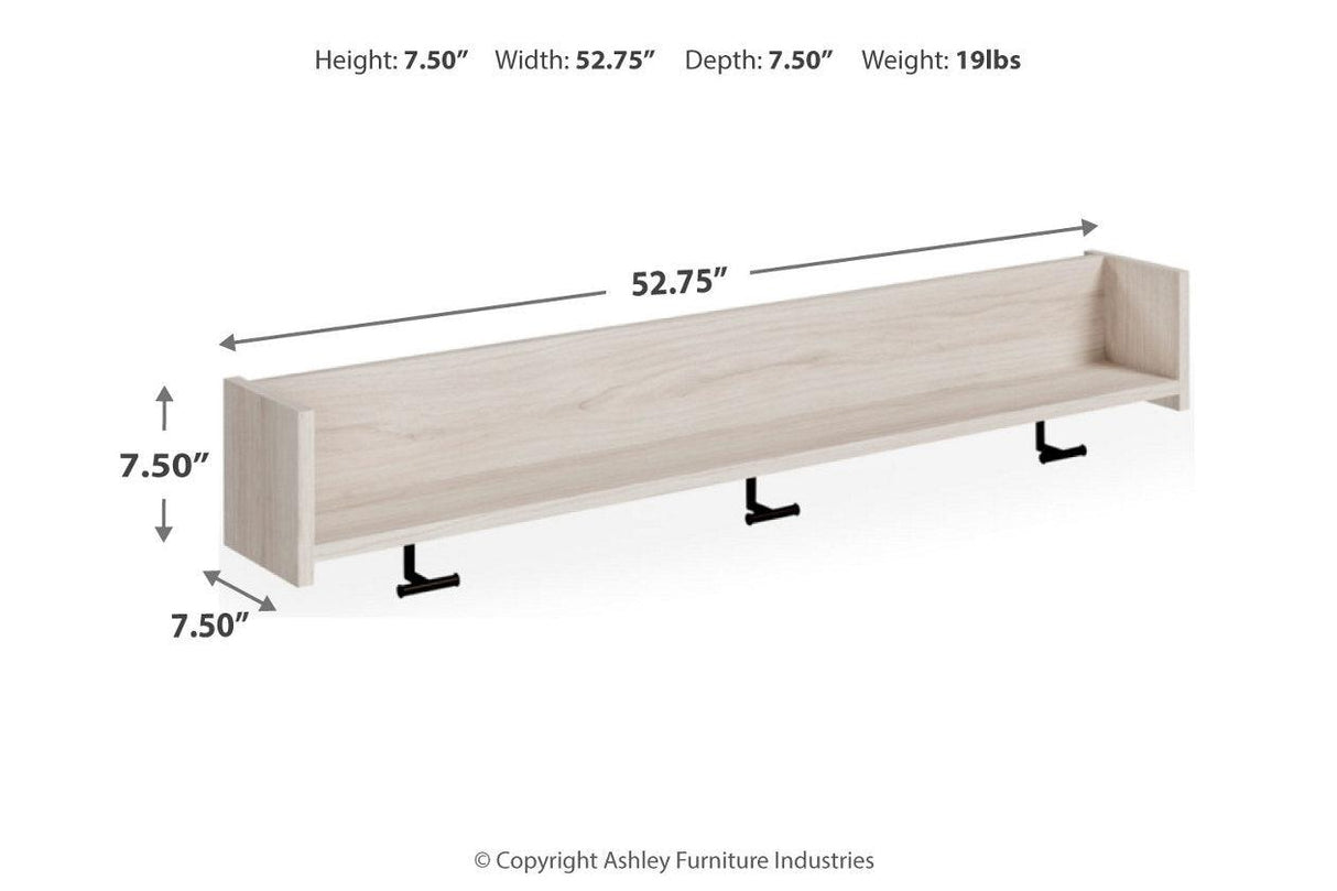 Socalle Light Natural Wall Mounted Coat Rack with Shelf by Ashley at Eve Furniture