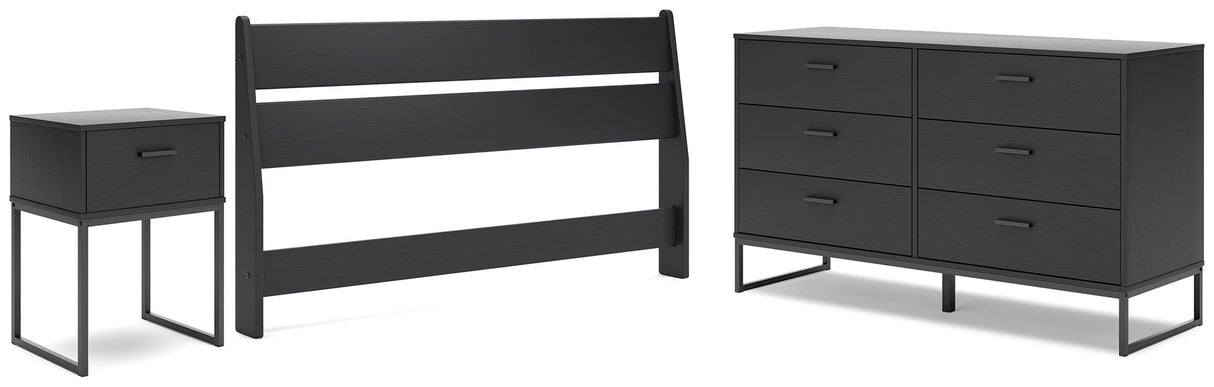 Socalle Queen Panel Headboard with Dresser and Nightstand in Black by Ashley at Eve Furniture