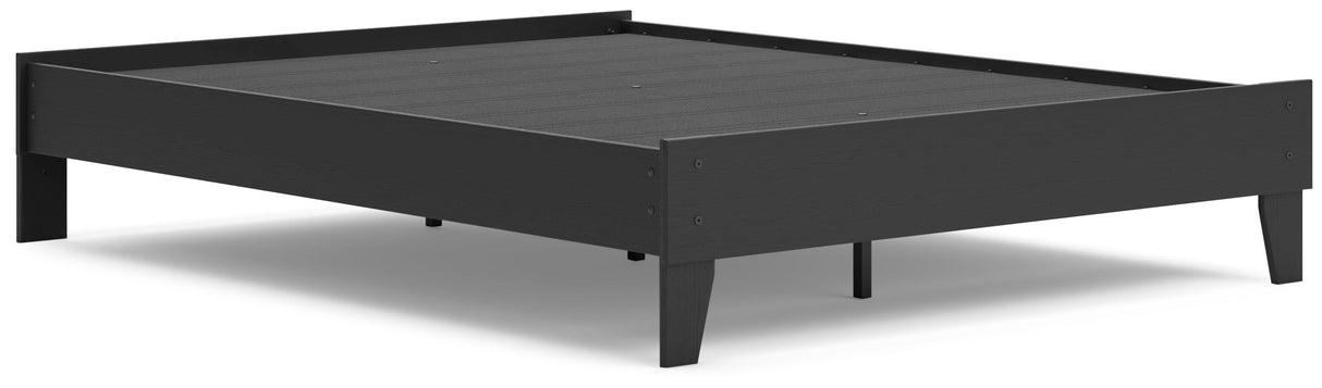 Socalle Queen Platform Bed with 2 Nightstands in Black by Ashley at Eve Furniture