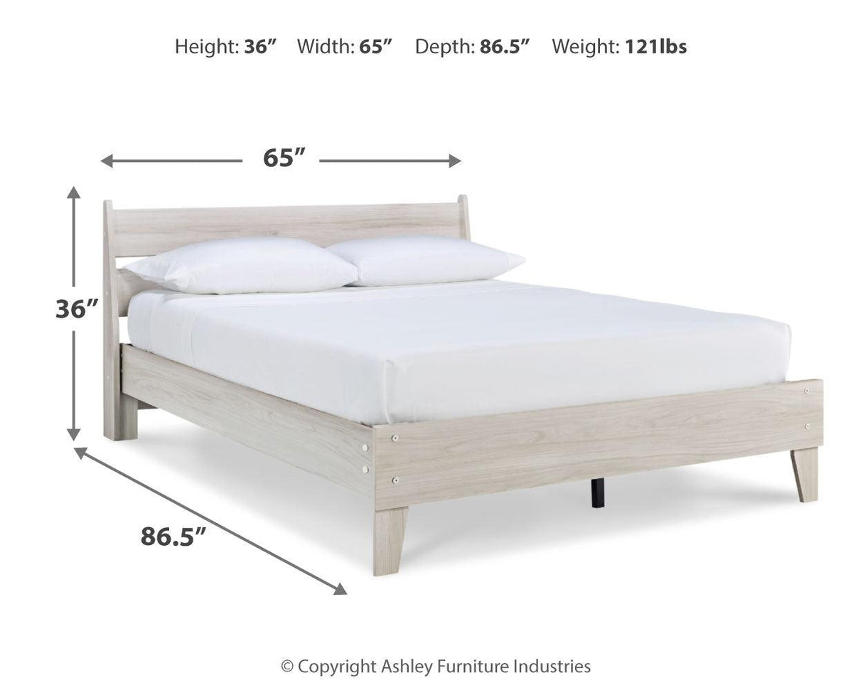 Socalle Queen Platform Bed with 2 Nightstands in Light Natural by Ashley at Eve Furniture