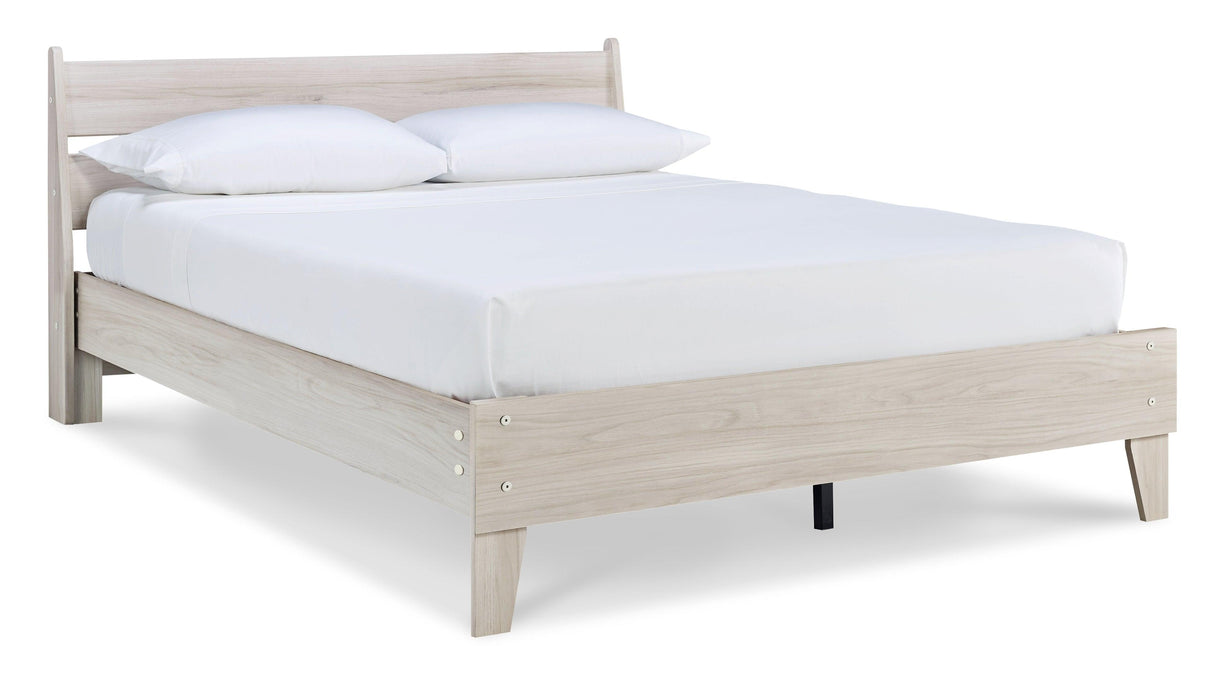 Socalle Queen Platform Bed with 2 Nightstands in Light Natural by Ashley at Eve Furniture
