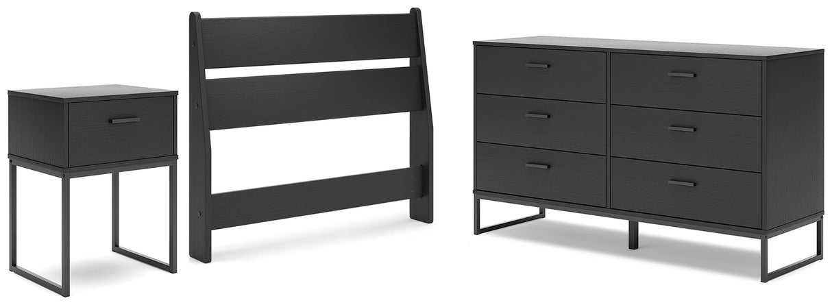Socalle Twin Panel Headboard with Dresser and Nightstand in Black by Ashley at Eve Furniture