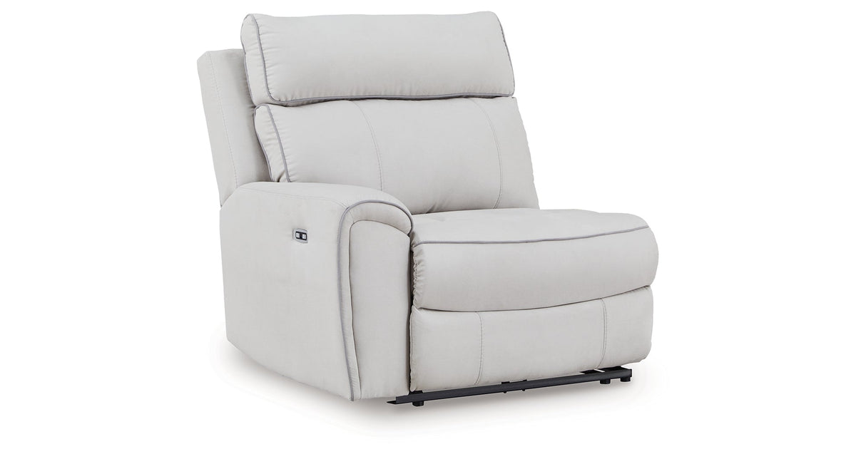 Social Pointe Pearl/Ash 5-Piece Reclining Sectional with Storage Consoles by Ashley at Eve Furniture