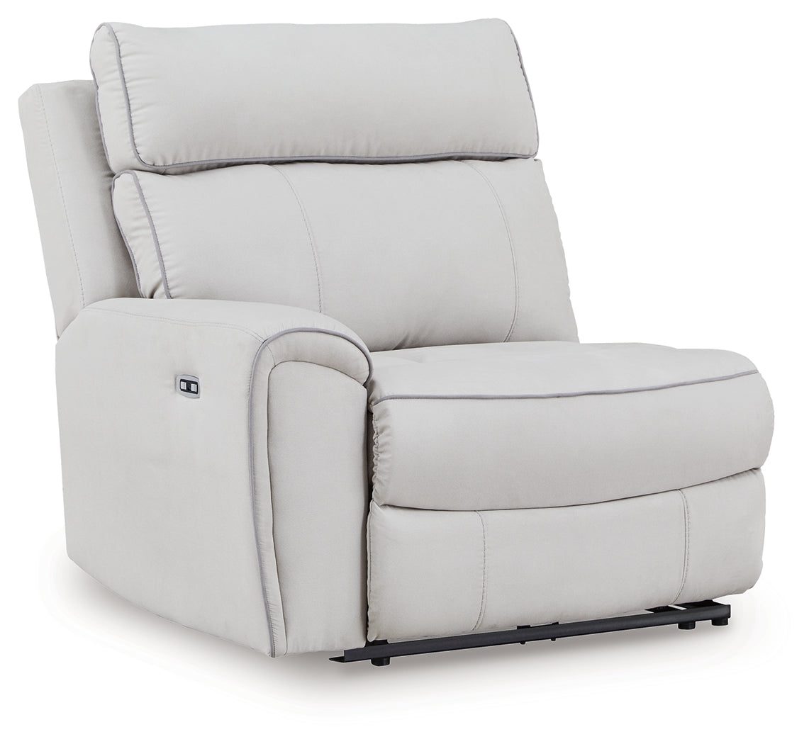 Social Pointe Pearl/Ash 5-Piece Reclining Sectional with Storage Consoles by Ashley at Eve Furniture