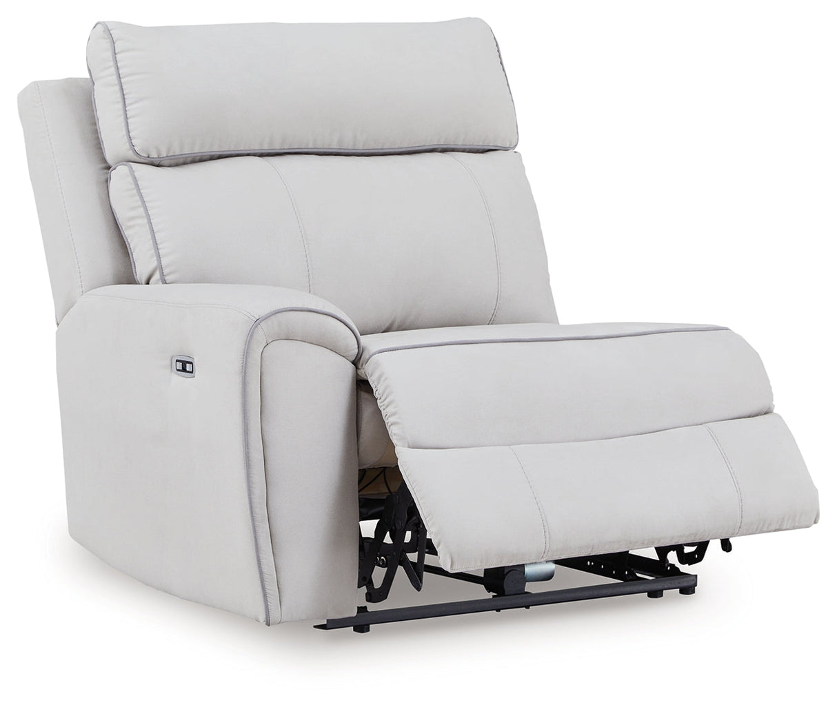 Social Pointe Pearl/Ash 5-Piece Reclining Sectional with Storage Consoles by Ashley at Eve Furniture