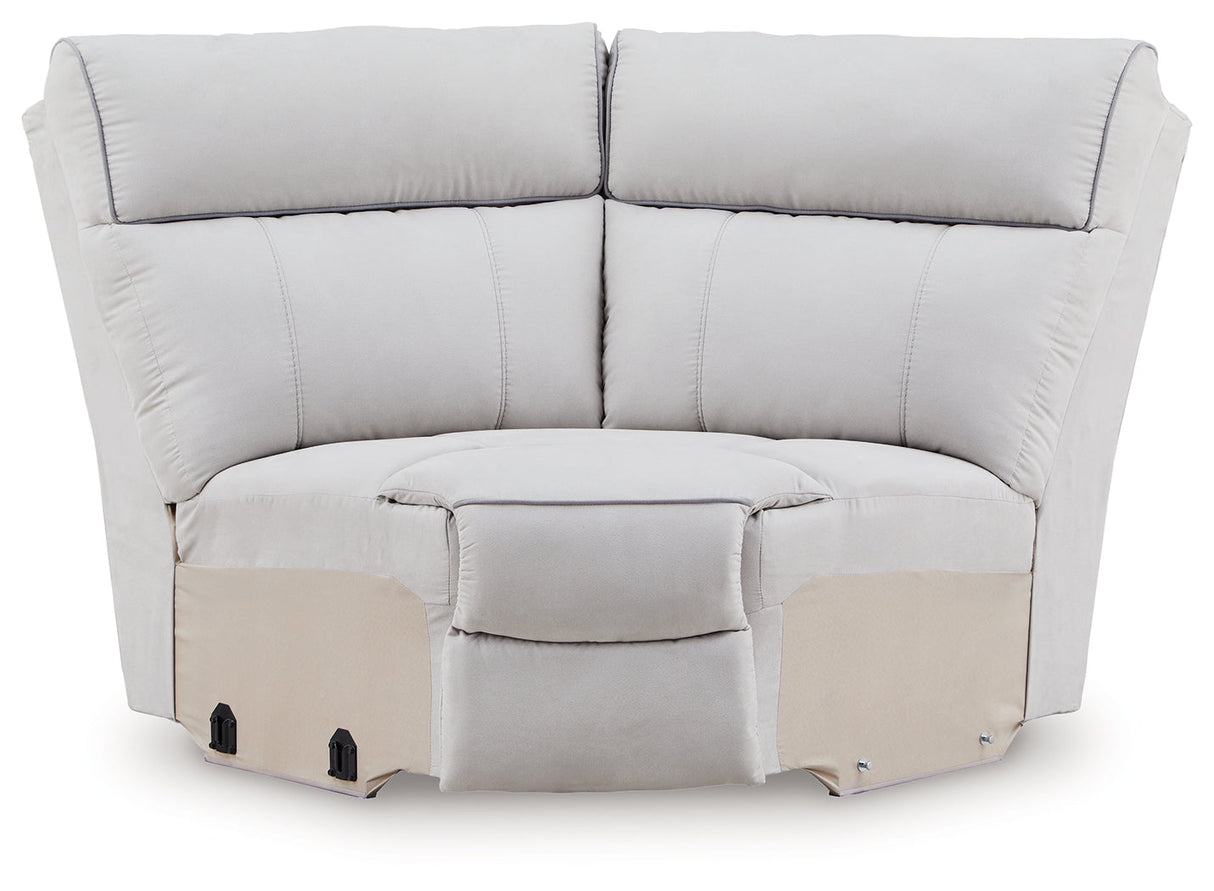 Social Pointe Pearl/Ash 7-Piece Reclining Sectional with Storage Consoles by Ashley at Eve Furniture