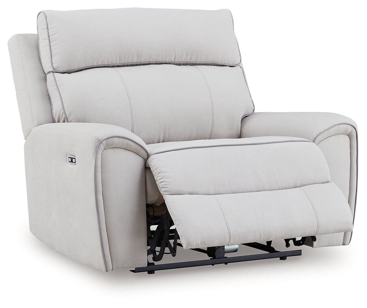 Social Pointe Pearl/Ash Dual Power Recliner with Adjustable Headrest by Ashley at Eve Furniture