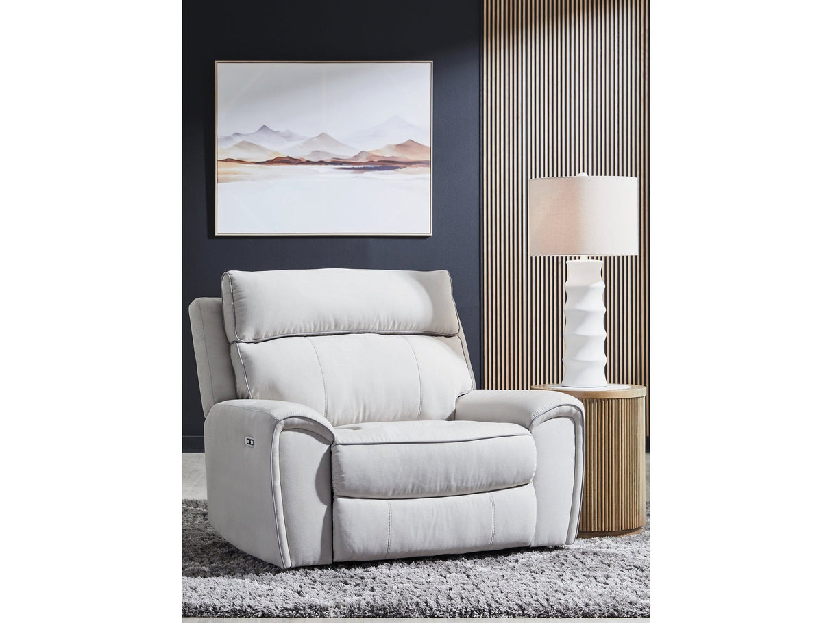 Social Pointe Pearl/Ash Dual Power Recliner with Adjustable Headrest by Ashley at Eve Furniture