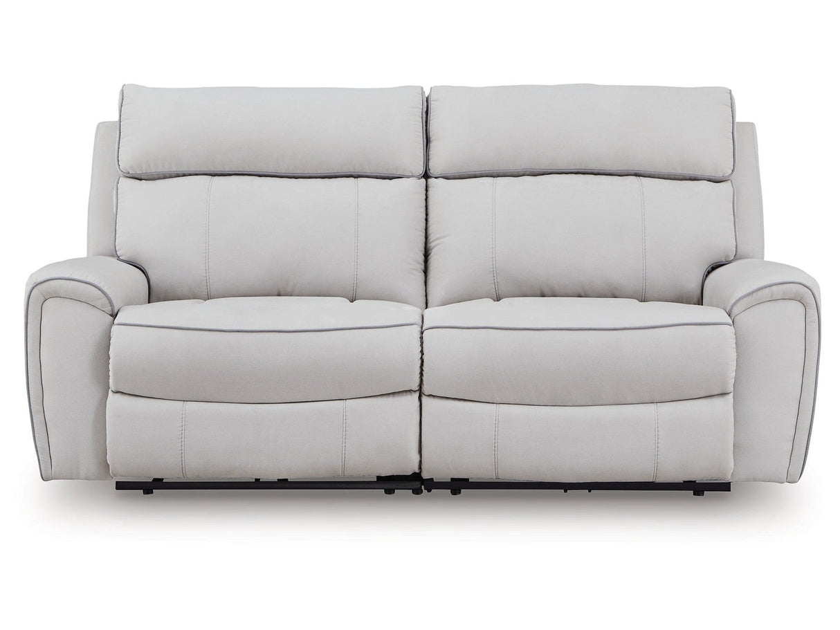 Social Pointe Pearl/Ash2-Piece Dual Power Reclining Modular Loveseat by Ashley at Eve Furniture