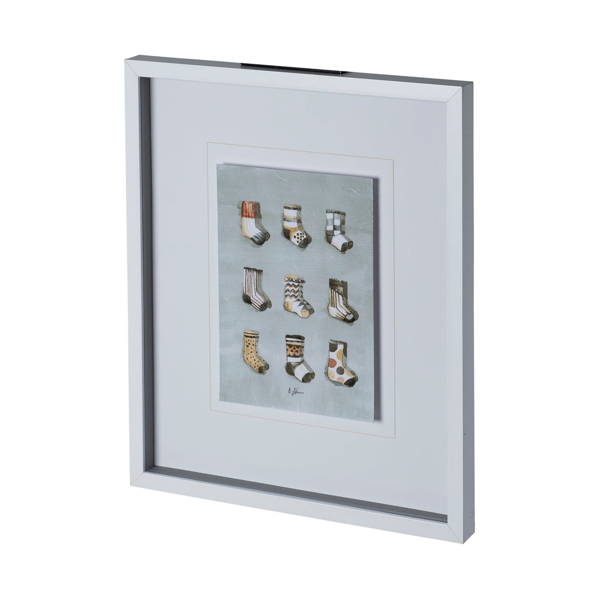 Sock I by Barbara Fleming a Hand Embellished Textured Framed Art Print Matted under Glass by Mercana at Eve Furniture