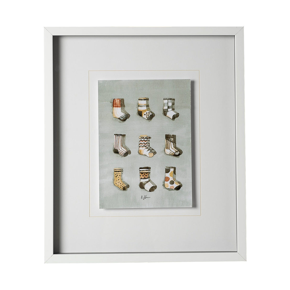 Sock I by Barbara Fleming a Hand Embellished Textured Framed Art Print Matted under Glass by Mercana at Eve Furniture