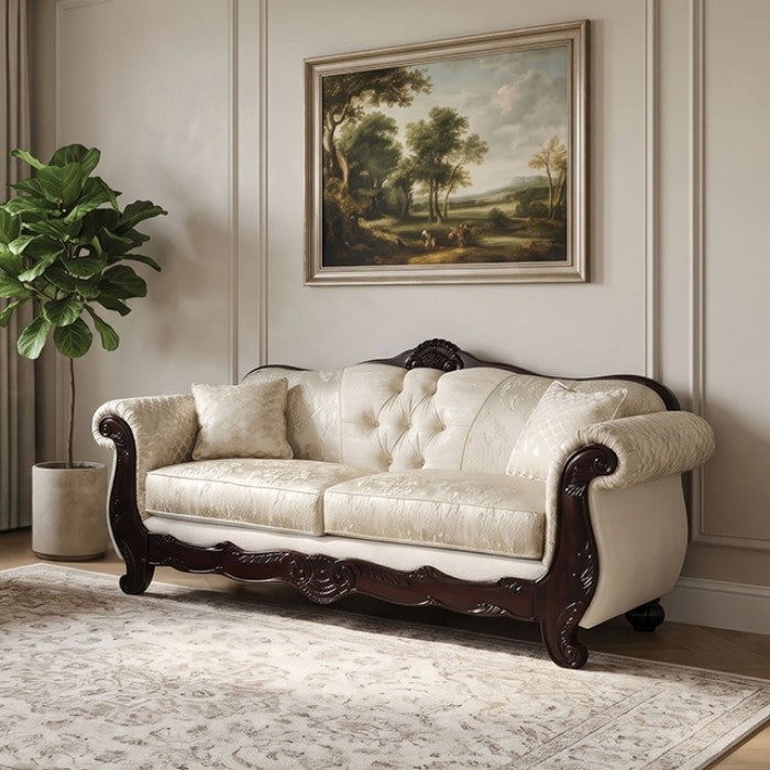 Sodaro Ivory/Dark Cherry 2- Piece Living Room set by Furniture of America at Eve Furniture